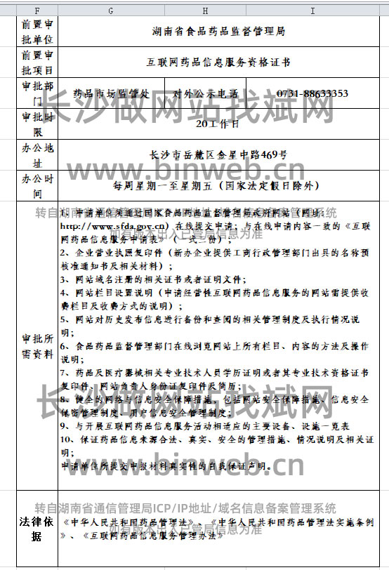 湖南互联网药品信息网站前置审批办理手续  长沙药品信息网站前置审批办理流程和要求